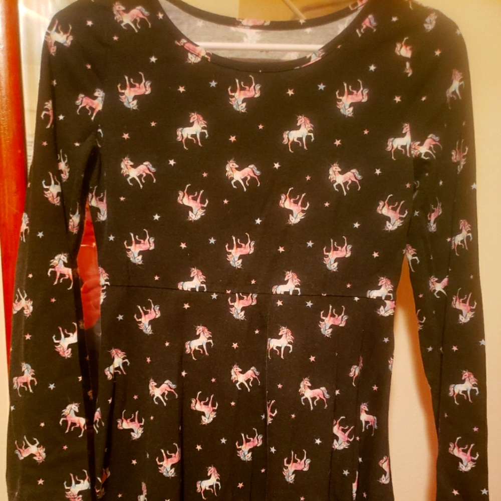 SO Black long sleeve Unicorn dress